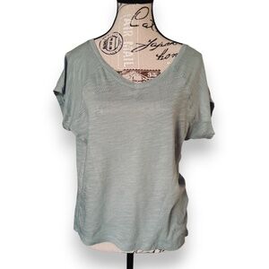 Kenar Sage Green Slub Knit V-Neck T-Shirt Size S
